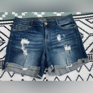 Maurices Women's Distressed Denim Shorts - Blue